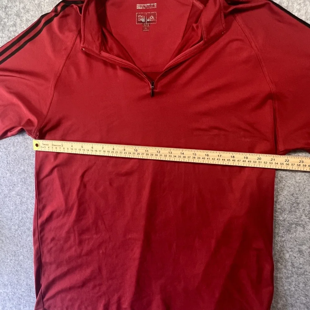 Adidas Climalite Quarter-Zip Pullover XL Red Three Stripe Athletic